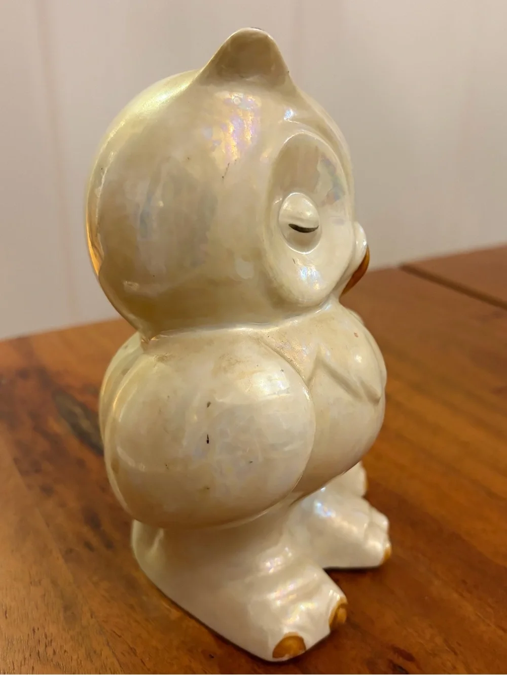 Vintage Iridescent Ceramic Mother & Baby Owl Figurine 6